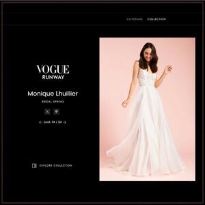 $6590 Monique Lhullier BL17115 Lace Organza Runway Bridal Gown Wedding Dress